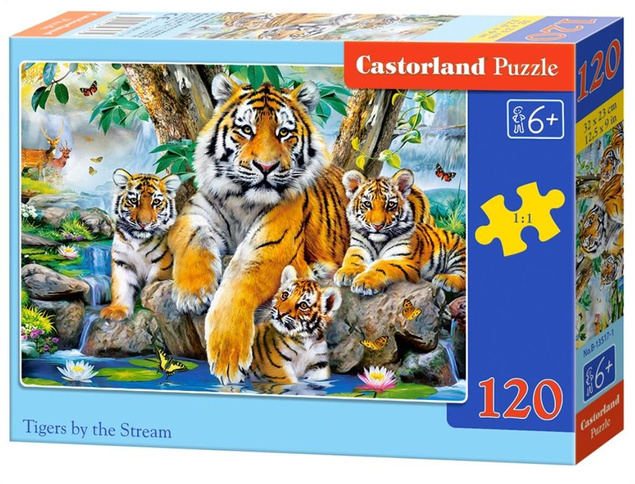 Puzzle 120 Układanka Zwierzęta TYGRYSY Tygrys Strumień 6+ Castorland