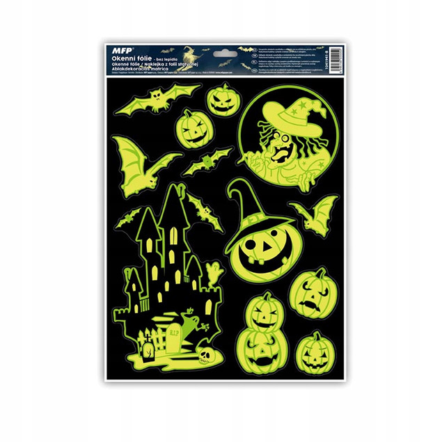 NAKLEJKA OKIENNA HALLOWEEN FLUO NA SZYBĘ MIX 1szt.