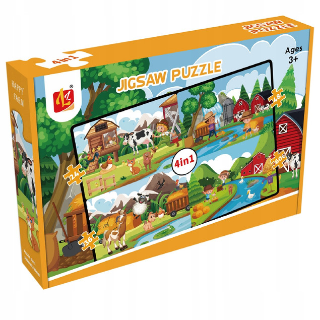 Puzzle Askato 4w1 Farma Zwierzęta Układanka 24-60 elementów