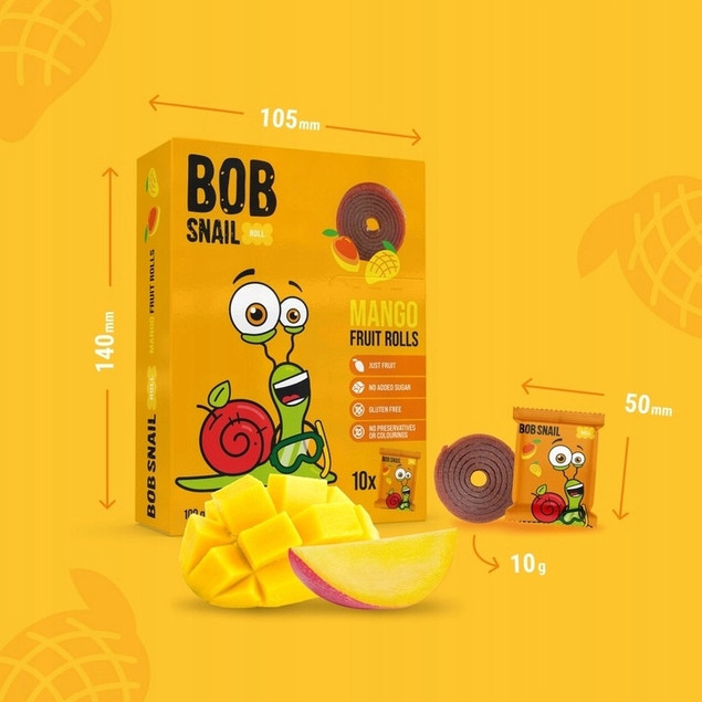 2x Przekąska Owocowa Mango Bez Cukrów 100g BOB SNAIL