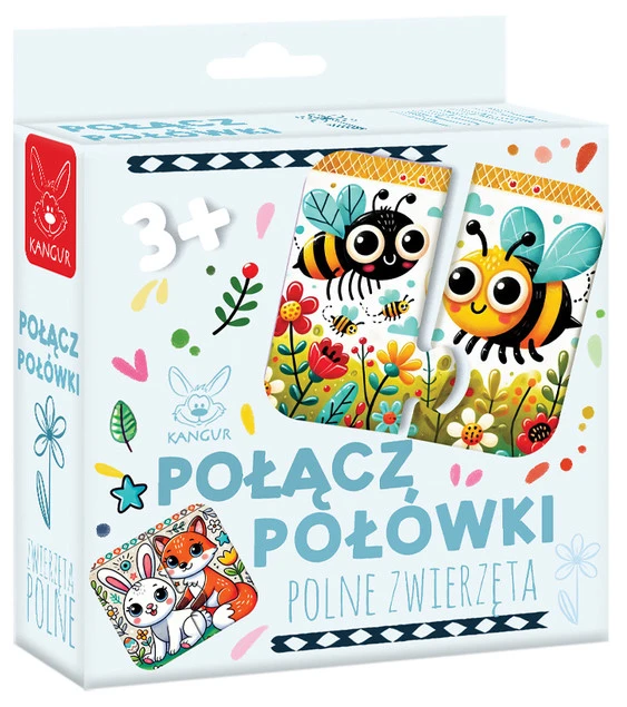 Puzzle Kangur Połącz Połówki Polne Zwierzęta 12 elementów