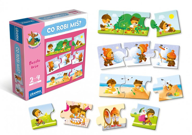 Co Robi Miś? Puzzle Edukacyjne Dla Dzieci 2+ Granna 03529