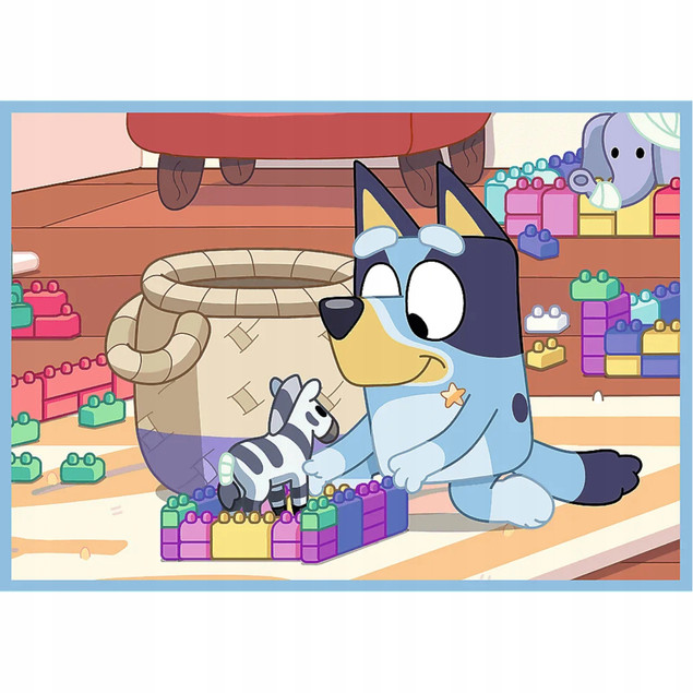 Trefl Puzzle 4w1 Bluey i jej świat – Zestaw Układanek dla Dzieci 4+