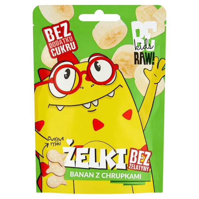 Żelki owocowe BeRAW Kids Banan z chrupkami opakowanie