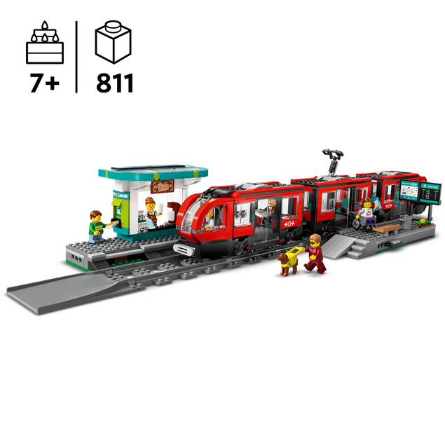 LEGO City 60423 Tramwaj Miejski ze Stacją – Zestaw dla Dzieci 7+