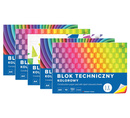 Blok Techniczny KOLOROWY A4 10 Kartek 160g Interdruk x5