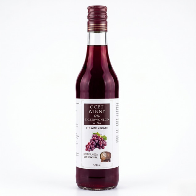 Ocet Winny Czerwony Włoski z Czerwonego Wina NATURALNY 500ml PolBioEco
