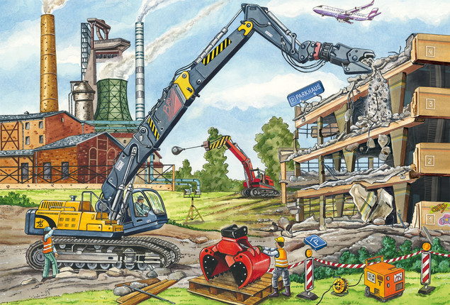 Puzzle Schmidt Spiele Pojazdy Budowlane 3x48 el. dla Dzieci 3+ z Plakatem
