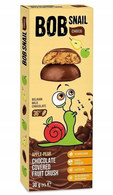 4x Ciasteczka BOB SNAIL Owocowe Jabłko Malina Truskawka W Czekoladzie 120g