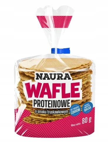 NAURA Wafle Proteinowe Truskawkowe 80g