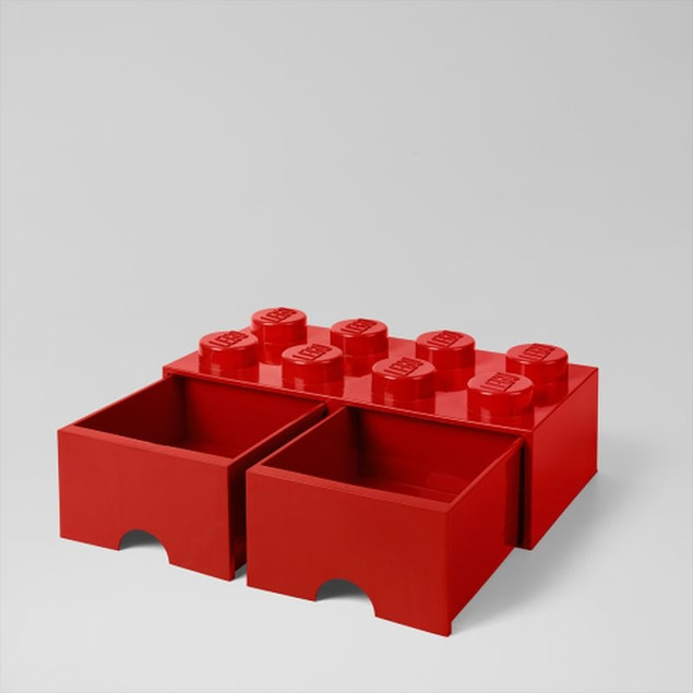 Pojemnik LEGO Czerwony Klocek 8 z 2 Szufladami 50x25x18 cm Organizer na Klocki