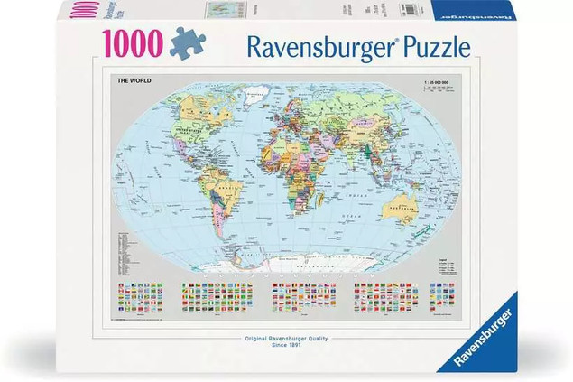 Puzzle 1000 Polityczna mapa świata Ravensburger