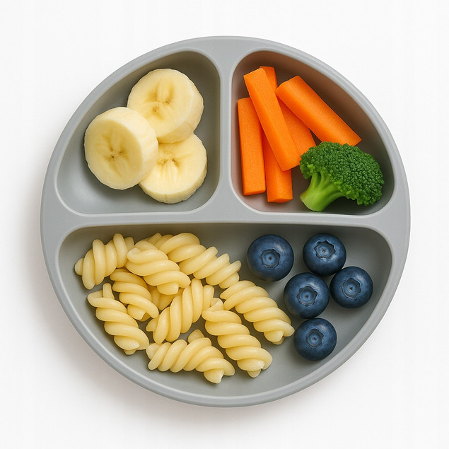 Talerzyk silikonowy z PRZYSSAWKAMI PODZIAŁKĄ dla dzieci niemowląt miseczka