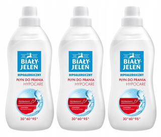 3x BIAŁY JELEŃ Płyn Do Prania HYPOCARE Do Tkanin BIAŁYCH i KOLOROWYCH 1 L