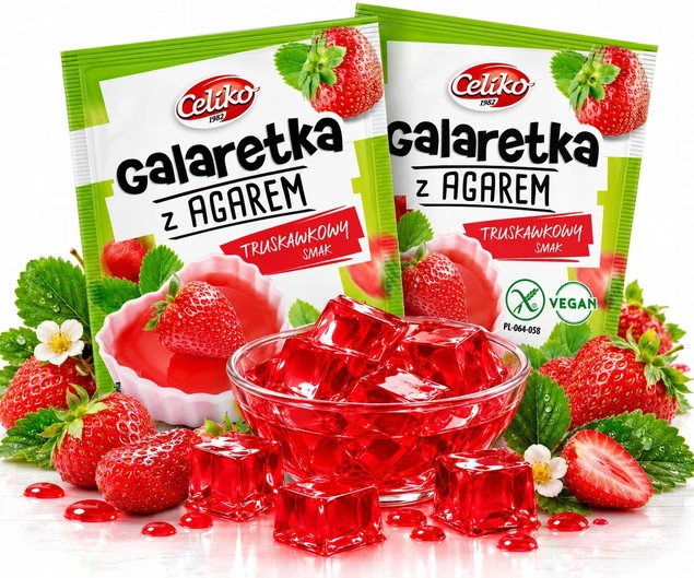 Celiko Galaretka bezglutenowa z agarem o smaku Truskawkowym