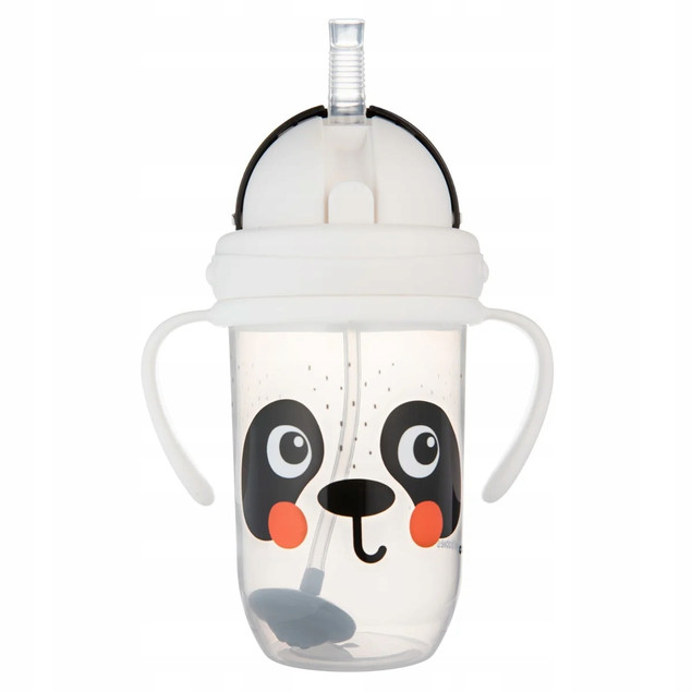 CANPOL Kubek Niekapek z Rurką i Odważnikiem 270ml PANDA BabiesBoo 6M+