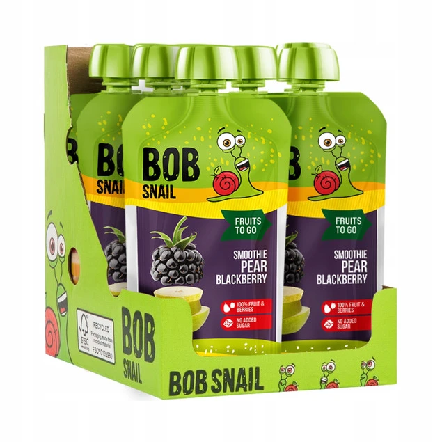 Mus owocowy 100% owoców bez dodatku cukru BOB SNAIL Gruszka Jeżyna 10х120 g_2