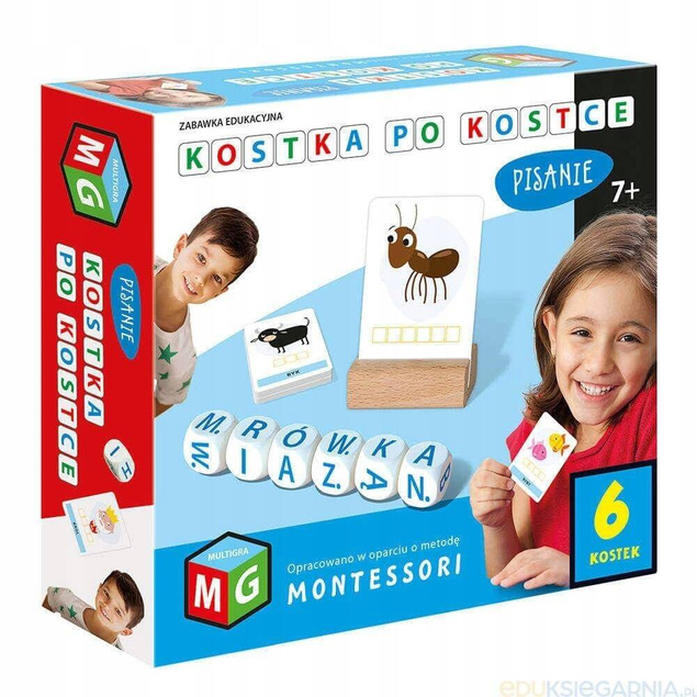 Montessori Kostka Po Kostce PISANIE 6 Kostek Zabawka Edukacyjna 7+ Multigra