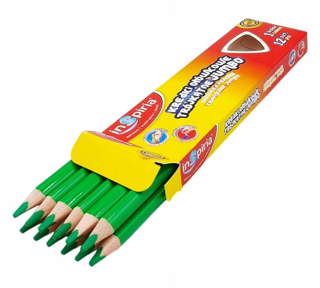 Kredki trójkątne ołówkowe Jumbo zielone 12 sztuk Inspiria