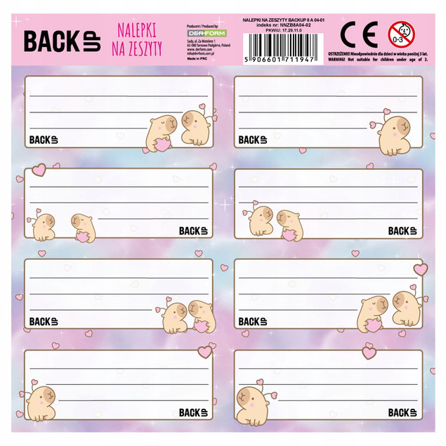Naklejki na zeszyty BackUP 8 A 04 Derform