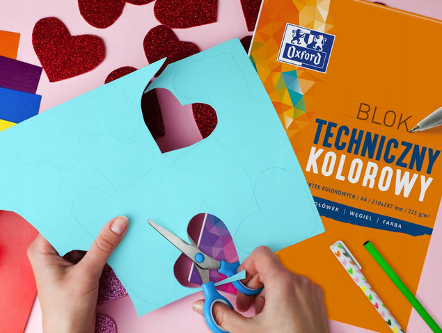 Blok techniczny kolorowy A4 10 kartek Oxford dla dzieci