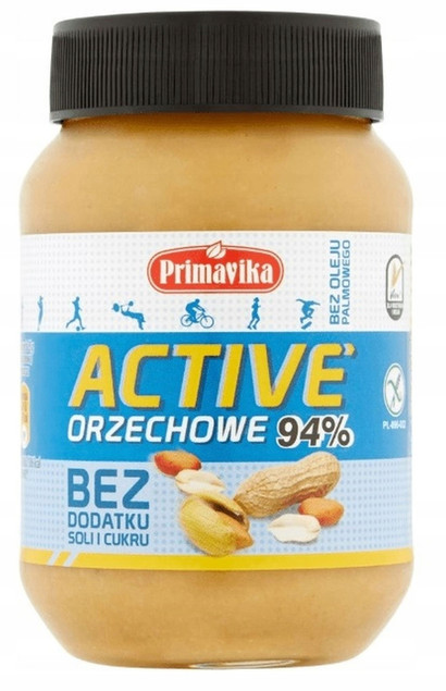 Pasta Orzechowa Active Bez Dodatku Soli i Cukru 470 g - Primavika