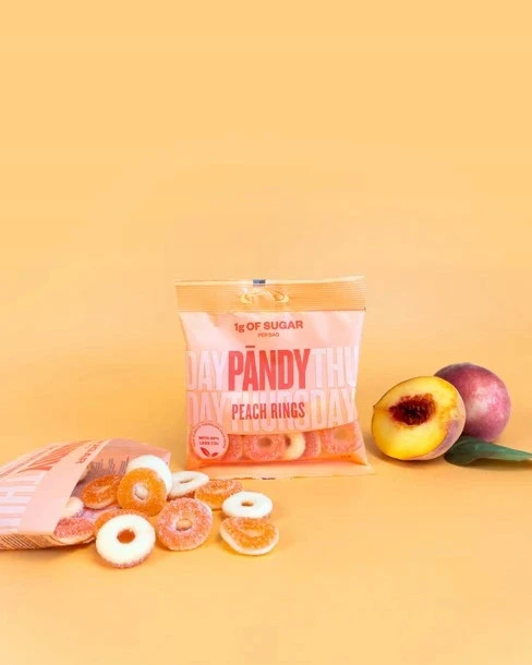 Żelki PANDY Peach Rings - kwaśne, bez cukru