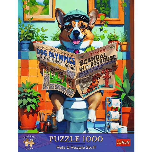 Trefl Puzzle Premium Plus Quality 1000 el. Corgi w Toalecie