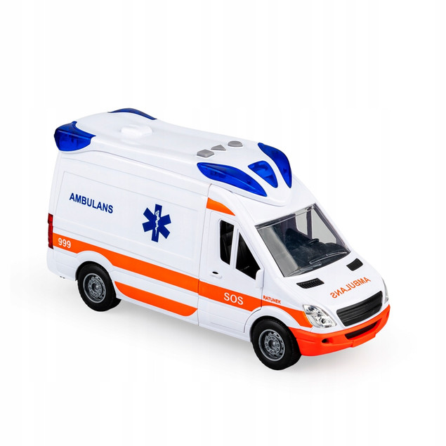 Ambulans Dumel z dźwiękiem i światłem, plastikowy, 17 cm