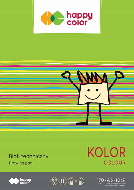 Blok Techniczny KOLOROWY A3 10 k 170g Happy Color