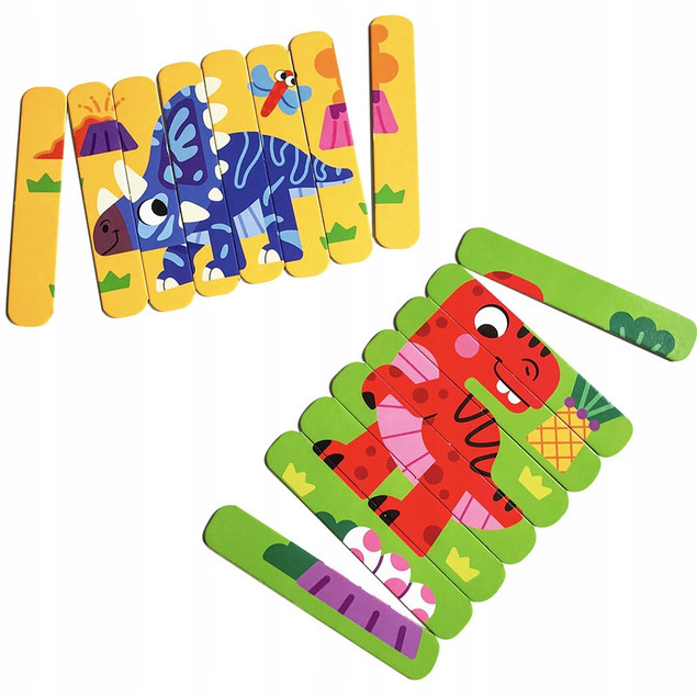 Puzzle Patyczki Roter Kafer Dinozaury 16 el. Edukacyjna Układanka dla Dzieci