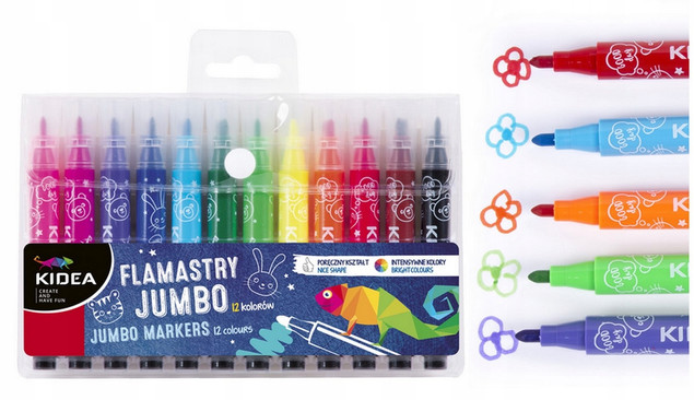 Kidea flamastry mazaki grube Jumbo 12 kolorów