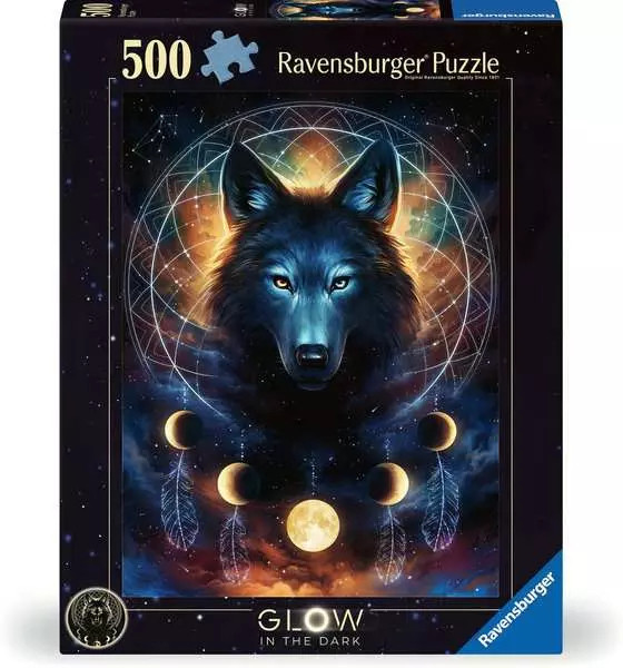 Puzzle Ravensburger 500 el. świecące Wilk i Księżyce