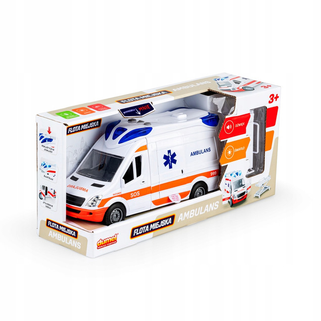 Ambulans Dumel z dźwiękiem i światłem, plastikowy, 17 cm