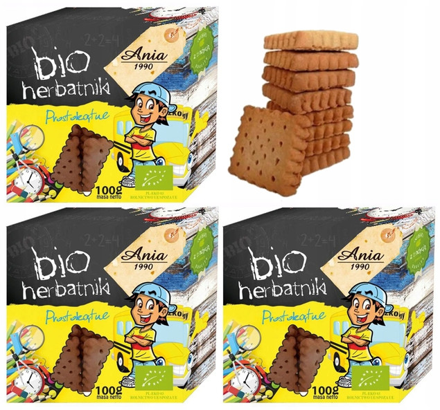 3x BIO Ania Herbatniki Prostokątne Pszenne 100g
