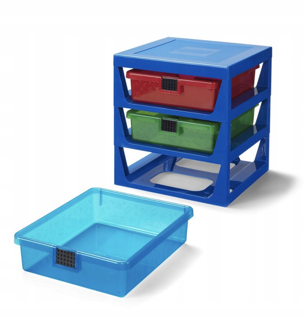LEGO Regał Sorter na Klocki z 3 Szufladami i Płytką Szary