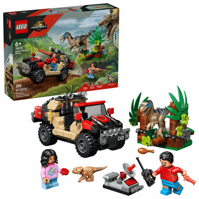 LEGO Jurassic World 76972 Ucieczka Raptora Terenówką - Zestaw Przygodowy