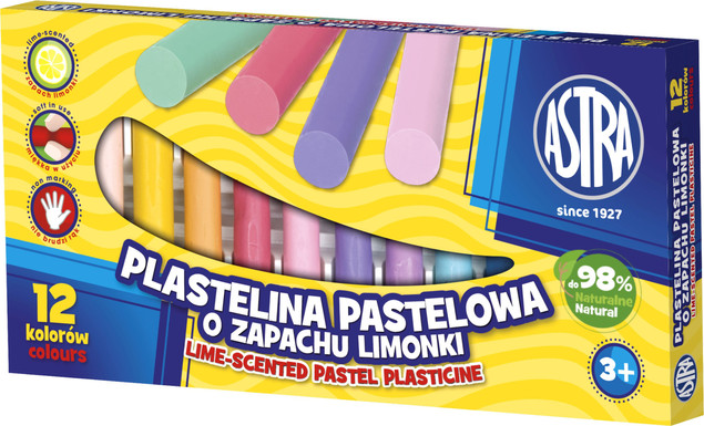 Plastelina Szkolna Pastelowa O Zapachu Limonki 12 Kolorów 3+ Astra