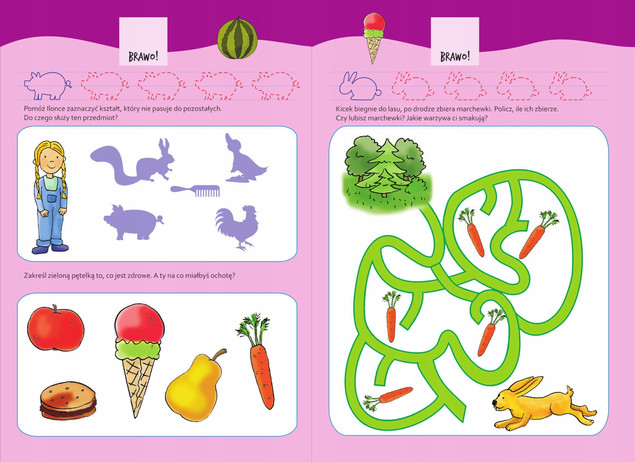 KSIĘGA ZAGADEK Łamigłówki Szlaczki Pisanie 3+ SBM