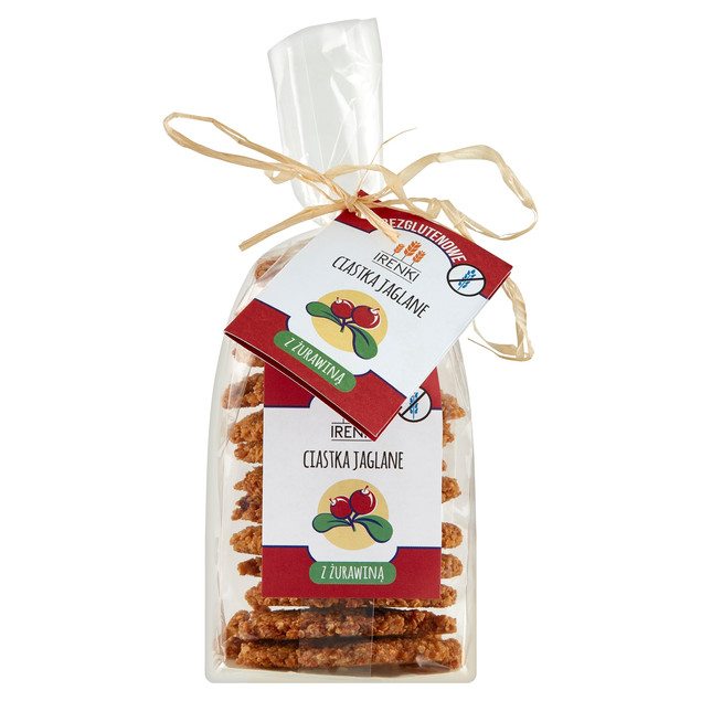 BEZGLUTENOWE ciastka JAGLANE z żurawiną bez konserwantów 175g Irenki