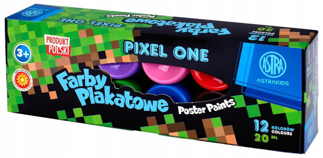 Farby plakatowe MINECRAFT Pixels 12x20ml Astra