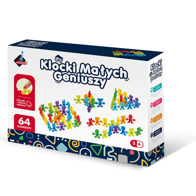 Askato KLOCKI Małych Geniuszy KOLOROWE LICZMANY 64 el Układanka Edukacyjna NAUKA Liczenia