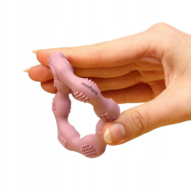 Babyono Gryzak silikonowy Ring z wypustkami beżowy 0m+