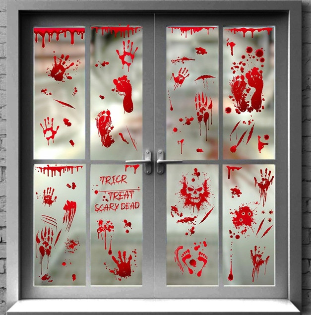Naklejka na okno Halloween krwawy odcisk dłoni