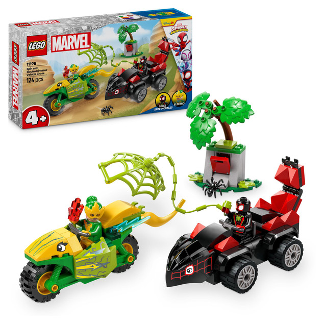 LEGO Marvel Spidey 11198 Pościg Spina za Electro w Dinopojeździe 4+