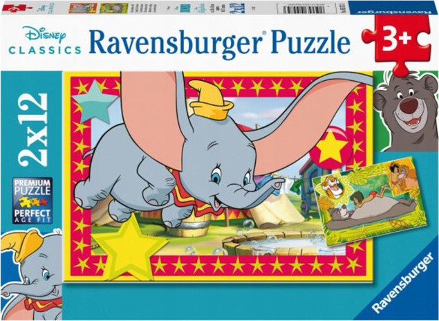Puzzle Ravensburger Disney: Bajkowe Zwierzątka 2x12 elementów