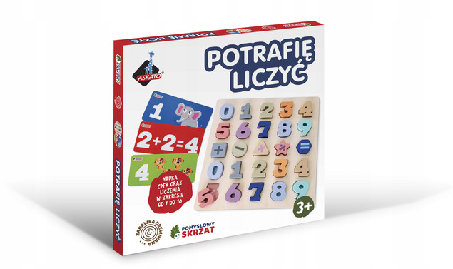 Askato POTRAFIĘ LICZYĆ Pomysłowy Skrzat - Drewniana Zabawka Edukacyjna do Nauki Liczenia
