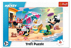 Puzzle RAMKOWE 15 Układanka MYSZKA MIKI Zabawy Na Plaży MINNI DONALD Trefl