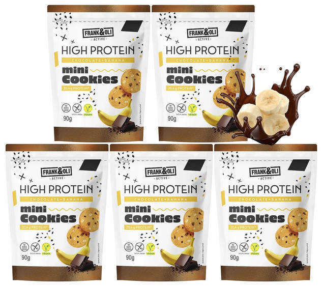 FRANK&OLI Mini Ciasteczka PROTEINOWE High Protein BANAN CZEKOLADA 90g x5