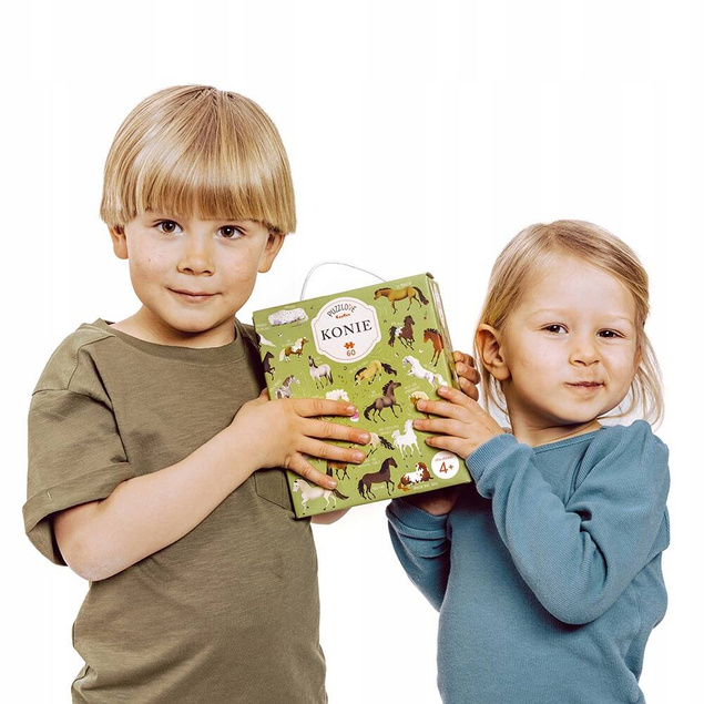 Puzzle 60 Układanka PuzzLove Zwierzaki KONIE Rasy Kucyki Rumaki 4+ CzuCzu